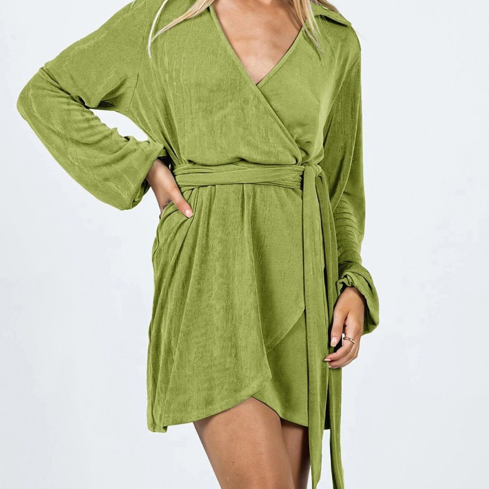 Princess Polly Olive Green Wrap Mini Dress